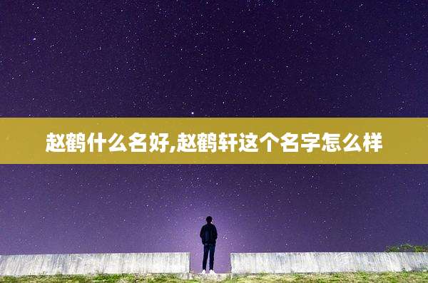 赵鹤什么名好,赵鹤轩这个名字怎么样