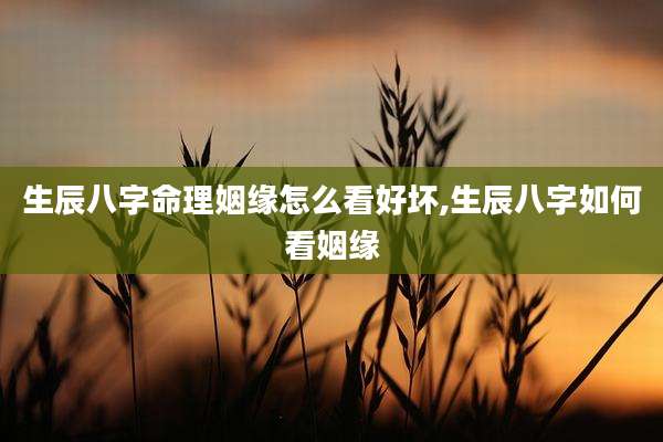 生辰八字命理姻缘怎么看好坏,生辰八字如何看姻缘