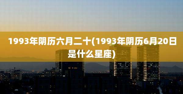 1993年阴历六月二十(1993年阴历6月20日是什么星座)
