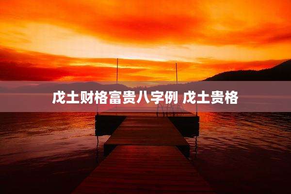 戊土财格富贵八字例 戊土贵格