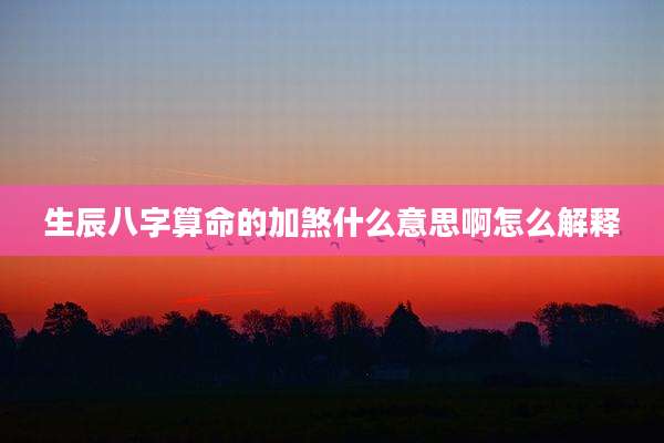 生辰八字算命的加煞什么意思啊怎么解释