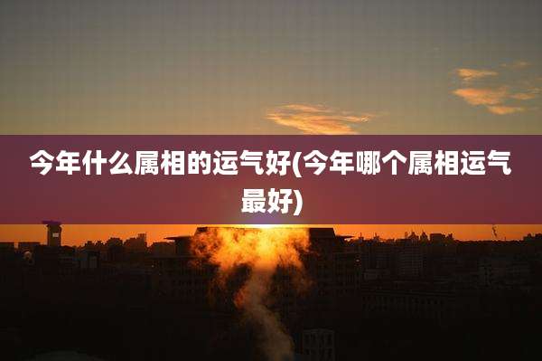 今年什么属相的运气好(今年哪个属相运气最好)