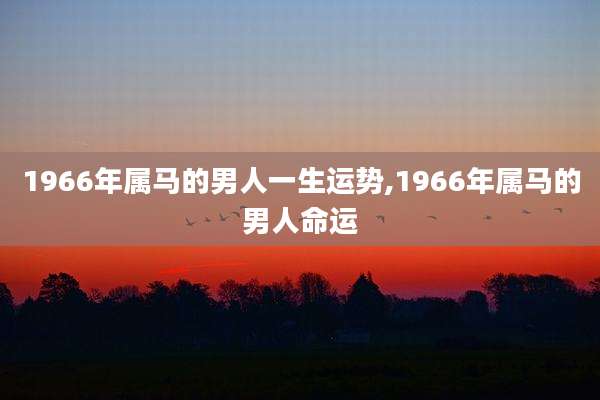 1966年属马的男人一生运势,1966年属马的男人命运