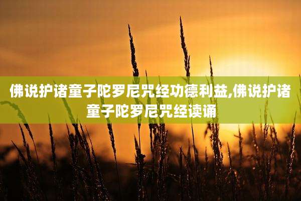 佛说护诸童子陀罗尼咒经功德利益,佛说护诸童子陀罗尼咒经读诵