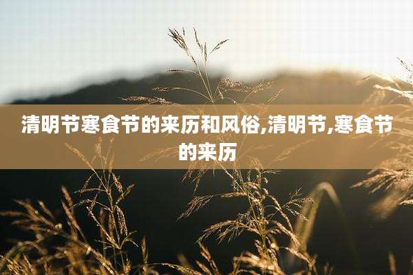 清明节寒食节的来历和风俗,清明节,寒食节的来历