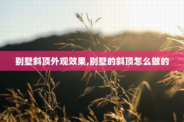 别墅斜顶外观效果,别墅的斜顶怎么做的