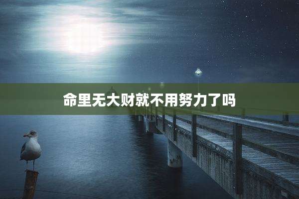 命里无大财就不用努力了吗
