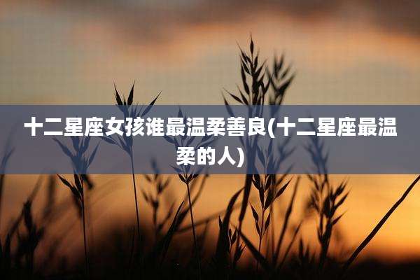 十二星座女孩谁最温柔善良(十二星座最温柔的人)