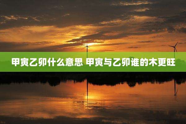 甲寅乙卯什么意思 甲寅与乙卯谁的木更旺