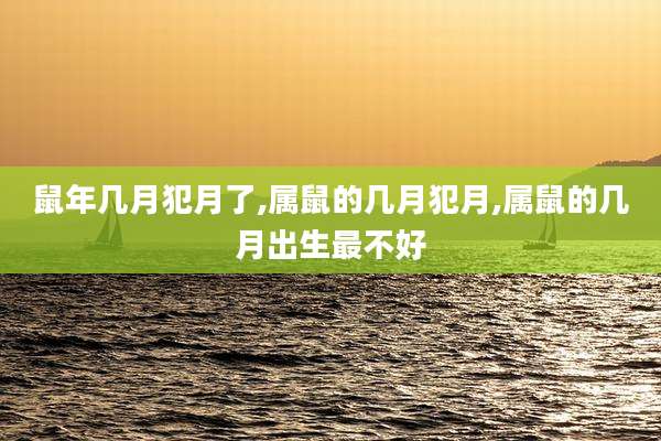鼠年几月犯月了,属鼠的几月犯月,属鼠的几月出生最不好