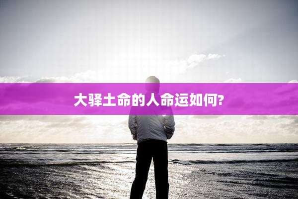 大驿土命的人命运如何?