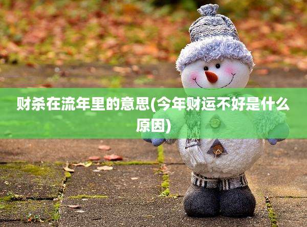 财杀在流年里的意思(今年财运不好是什么原因)