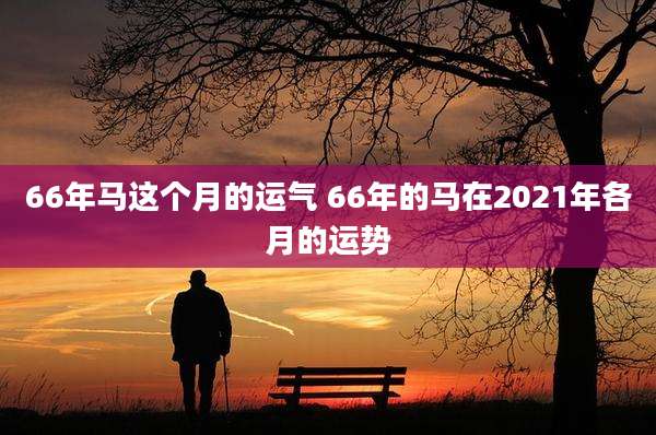 66年马这个月的运气 66年的马在2021年各月的运势
