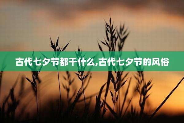 古代七夕节都干什么,古代七夕节的风俗
