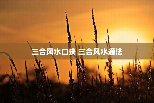 三合风水口诀 三合风水通法