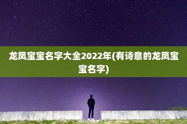 龙凤宝宝名字大全2022年(有诗意的龙凤宝宝名字)