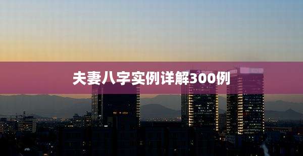 夫妻八字实例详解300例