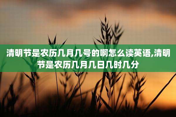 清明节是农历几月几号的啊怎么读英语,清明节是农历几月几日几时几分