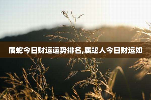 属蛇今日财运运势排名,属蛇人今日财运如