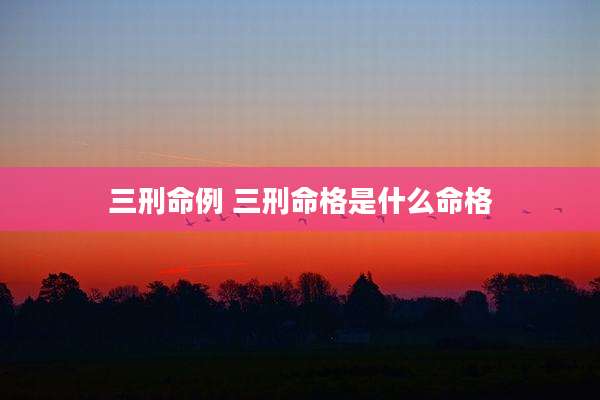 三刑命例 三刑命格是什么命格