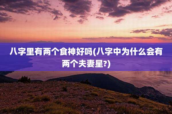 八字里有两个食神好吗(八字中为什么会有两个夫妻星?)