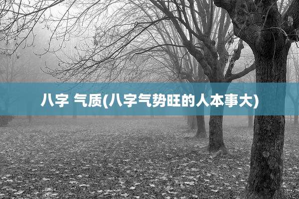 八字 气质(八字气势旺的人本事大)
