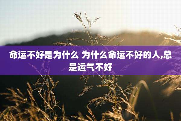命运不好是为什么 为什么命运不好的人,总是运气不好