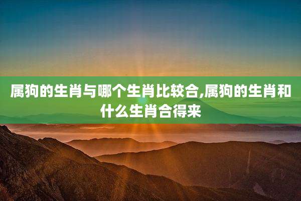 属狗的生肖与哪个生肖比较合,属狗的生肖和什么生肖合得来