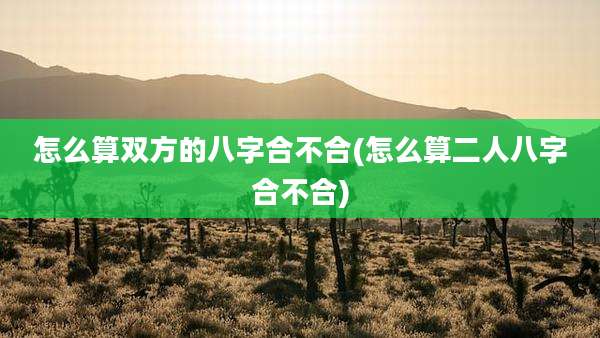 怎么算双方的八字合不合(怎么算二人八字合不合)