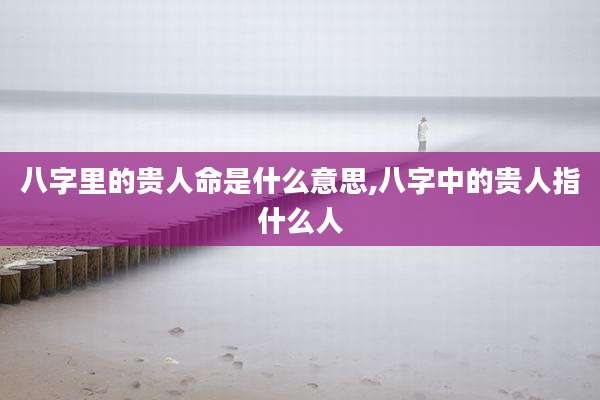 八字里的贵人命是什么意思,八字中的贵人指什么人