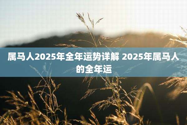 属马人2025年全年运势详解 2025年属马人的全年运