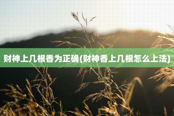 财神上几根香为正确(财神香上几根怎么上法)