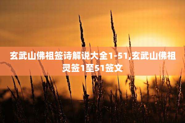 玄武山佛祖签诗解说大全1-51,玄武山佛祖灵签1至51签文