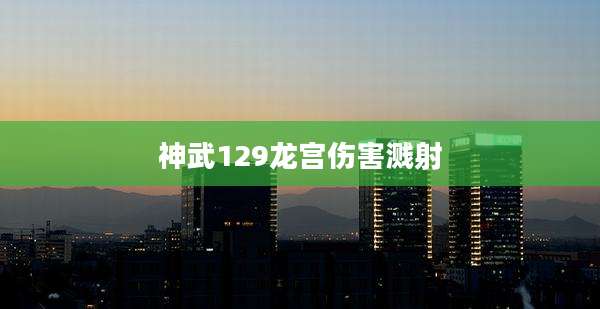 神武129龙宫伤害溅射