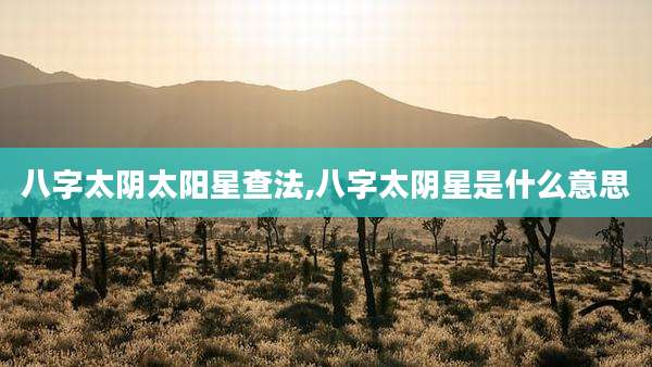 八字太阴太阳星查法,八字太阴星是什么意思