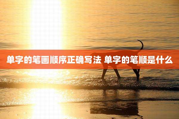 单字的笔画顺序正确写法 单字的笔顺是什么