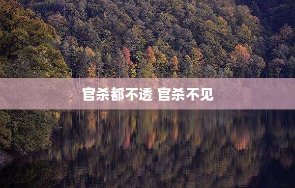 官杀都不透 官杀不见