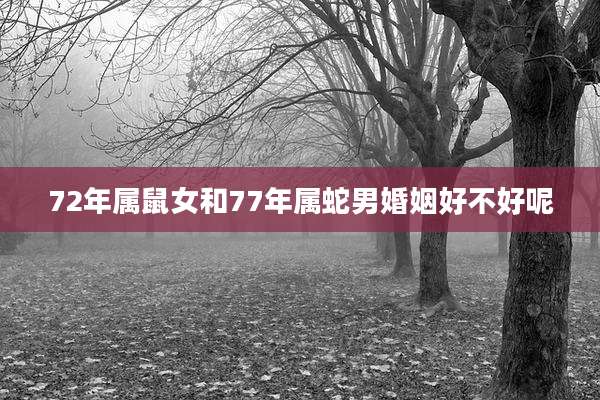 72年属鼠女和77年属蛇男婚姻好不好呢