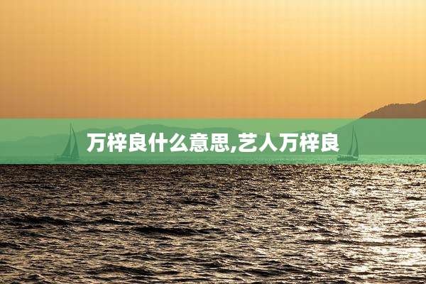 万梓良什么意思,艺人万梓良
