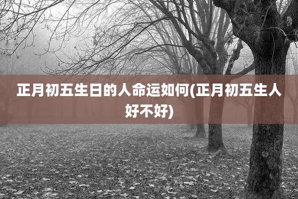正月初五生日的人命运如何(正月初五生人好不好)