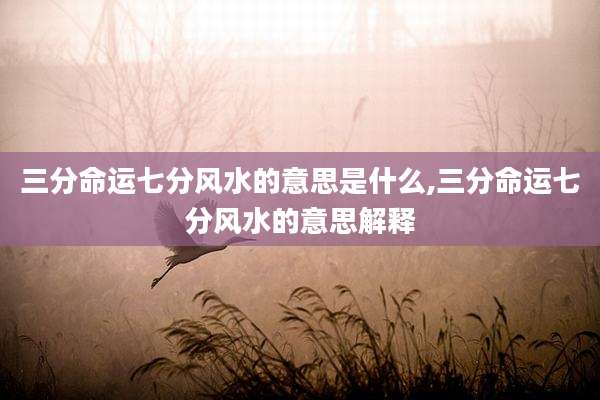 三分命运七分风水的意思是什么,三分命运七分风水的意思解释