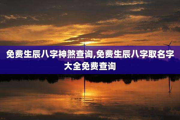 免费生辰八字神煞查询,免费生辰八字取名字大全免费查询
