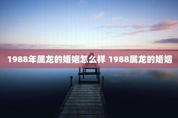 1988年属龙的婚姻怎么样 1988属龙的婚姻