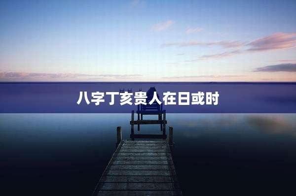 八字丁亥贵人在日或时