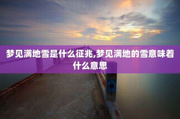 梦见满地雪是什么征兆,梦见满地的雪意味着什么意思