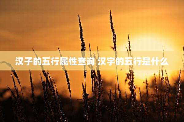 汉子的五行属性查询 汉字的五行是什么