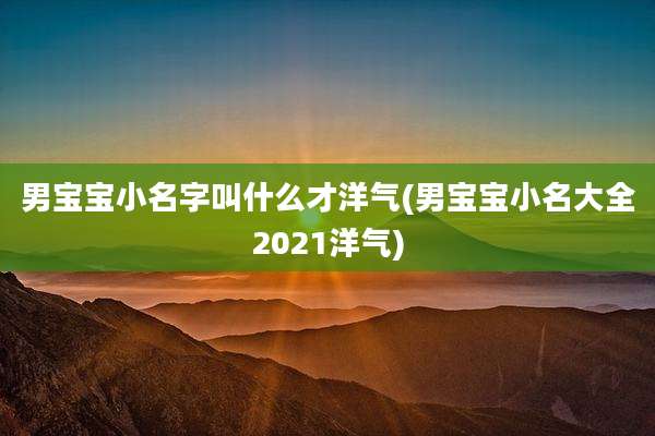 男宝宝小名字叫什么才洋气(男宝宝小名大全2021洋气)