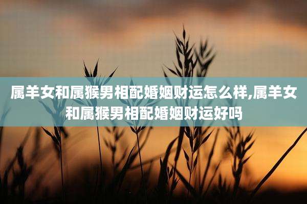 属羊女和属猴男相配婚姻财运怎么样,属羊女和属猴男相配婚姻财运好吗