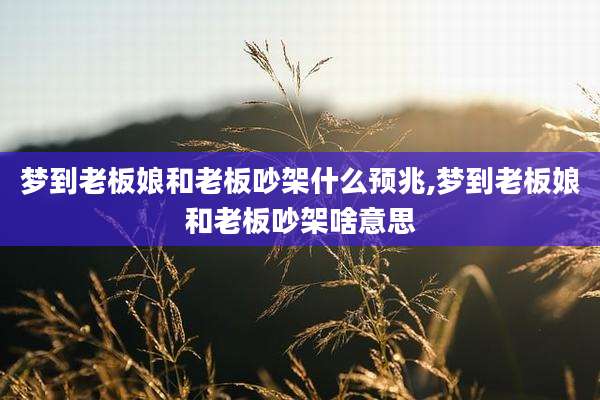 梦到老板娘和老板吵架什么预兆,梦到老板娘和老板吵架啥意思
