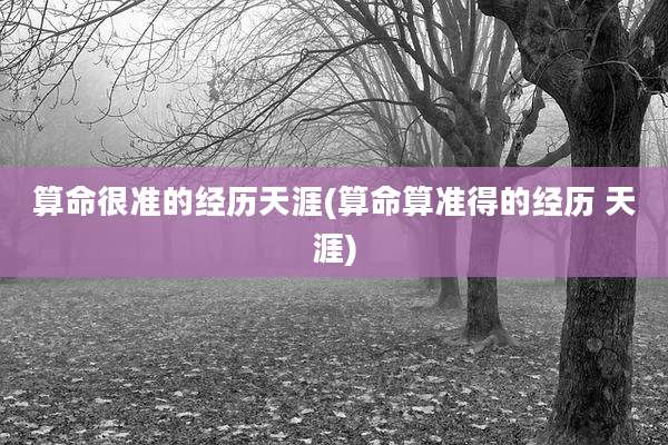算命很准的经历天涯(算命算准得的经历 天涯)